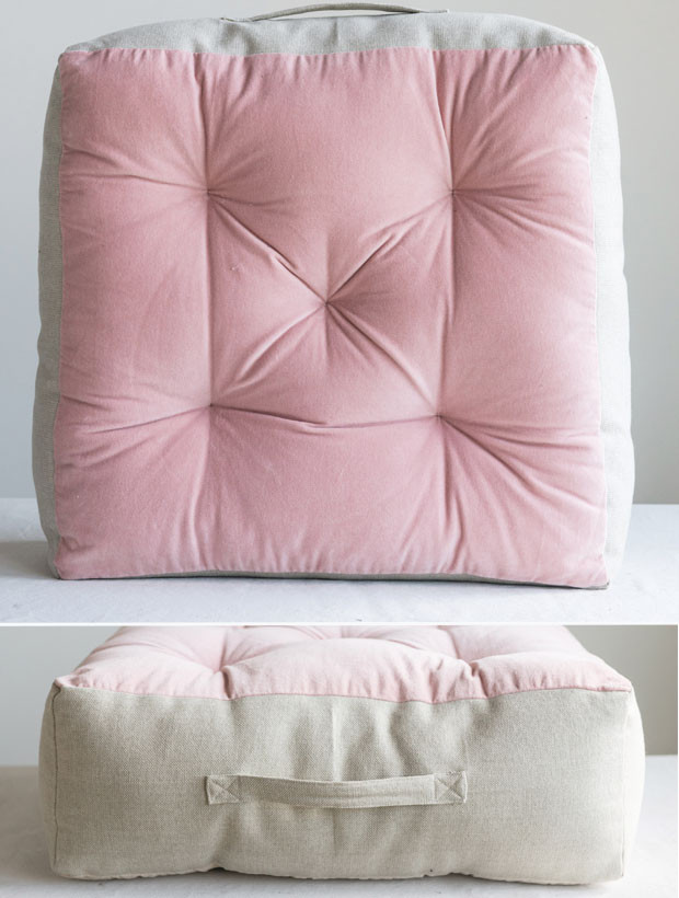 square tufted floor pillow
