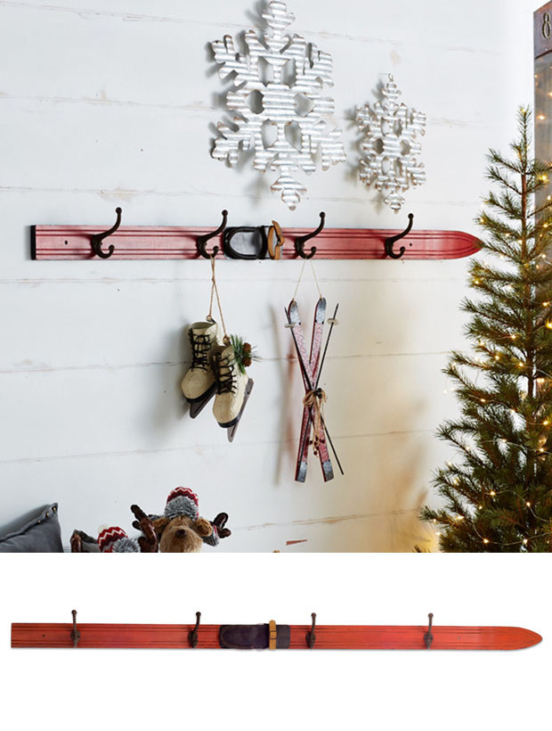 wooden ski style wall rack