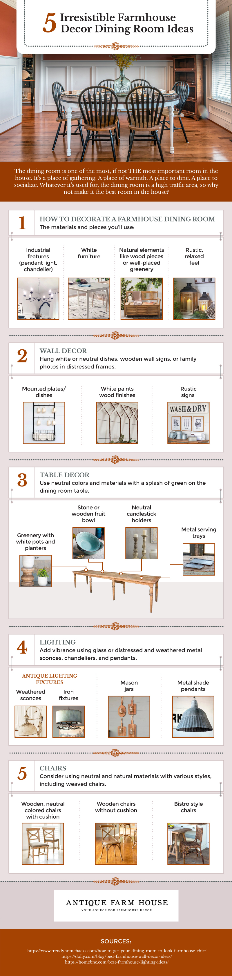 4 Irresistible Farmhouse Decor Dining Room Ideas Infographic